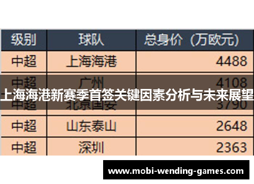 上海海港新赛季首签关键因素分析与未来展望