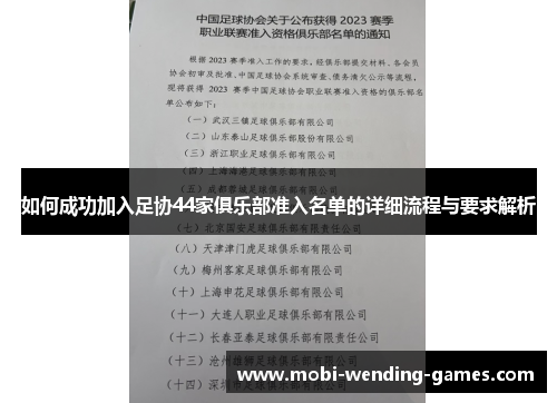 如何成功加入足协44家俱乐部准入名单的详细流程与要求解析