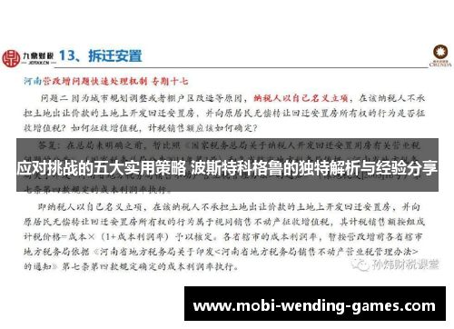 应对挑战的五大实用策略 波斯特科格鲁的独特解析与经验分享