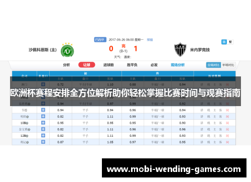 欧洲杯赛程安排全方位解析助你轻松掌握比赛时间与观赛指南