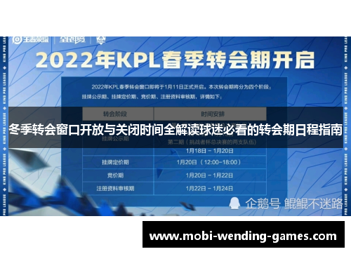 冬季转会窗口开放与关闭时间全解读球迷必看的转会期日程指南